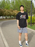 李宁（LI-NING）短袖t恤男夏季薄款凉感冰丝体恤宽松休闲透气棉质圆领运动上衣 黑色-新款彩标 L /175 (120-145斤) 实拍图