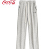 可口可乐（Coca-Cola）休闲裤男夏季冰丝卫裤情侣宽松直筒长裤 灰色常规 S 实拍图