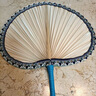 TaTanice 蒲扇手工扇老式蒲扇无骨蒲扇古风织锦包边扇圆形蓝色 实拍图