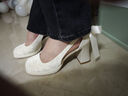 达芙妮国风配裙子单鞋女粗跟增高黑色高跟鞋婚鞋玛丽珍鞋 米色 39  实拍图