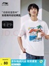 李宁短袖T恤男子夏季个性印花圆领短袖休闲运动上衣 【海岛印花】标准白-2 XL 实拍图