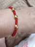 倾欣72号玉线手工diy自编本命年红绳手链吊坠绳端午五彩绳项链挂绳 6颗6mm沙金配珠 实拍图