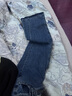 百图betu女装秋冬新款牛仔裤显瘦高腰阔腿渐变毛边牛仔裤2310D07 牛仔色 M 实拍图