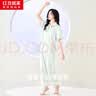 红豆居家仿真丝睡衣女春夏短袖长裤冰丝滑爽轻薄薄荷绿165/88A 实拍图