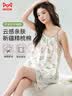 猫人【新中式】吊带女士睡衣夏季女100%纯棉水墨画高级感家居服米色 实拍图