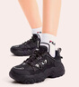 斐乐（FILA）官方猫爪6代女鞋复古运动鞋2025夏季新款舒适厚底鞋休闲鞋 黑/影黑灰-BD 38 实拍图