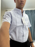 BLACKMONDAY纯棉牛津纺竖条纹短袖衬衫男全棉免烫抗皱男士商务休闲衬衣 实拍图