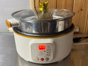 粤器电煮锅多功能一体电炒锅家用电热火锅插电一锅多用途可以炒菜不粘锅学生宿舍煮面锅蒸煮煎炒小电锅 智能款米白28CM（适合4-6人+蒸笼） 4L 实拍图