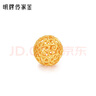 明牌珠宝生日礼物 足金古法黄金卷云珠花丝玲珑珠转运珠女AFC0496工费90 镂空圆珠 约0.92克 实拍图
