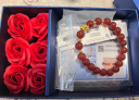 中国黄金China Gold黄金手链女足金转运珠和田玉手串生日礼物女送女友妈妈老婆纪念日 足金莲花红玛瑙手串+4颗金珠 实拍图
