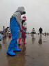 神鲨玫红色儿童下水裤连体裤赶海衣服防水裤涉水服雨裤玩水玩沙赶海服 实拍图