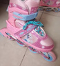 迪士尼（Disney）轮滑鞋儿童女闪光溜冰鞋女童男可调旱冰鞋滑冰鞋直排滑轮鞋套装 加强新款艾莎粉8闪+护具7件+包 L （平时鞋码32-37码） 实拍图