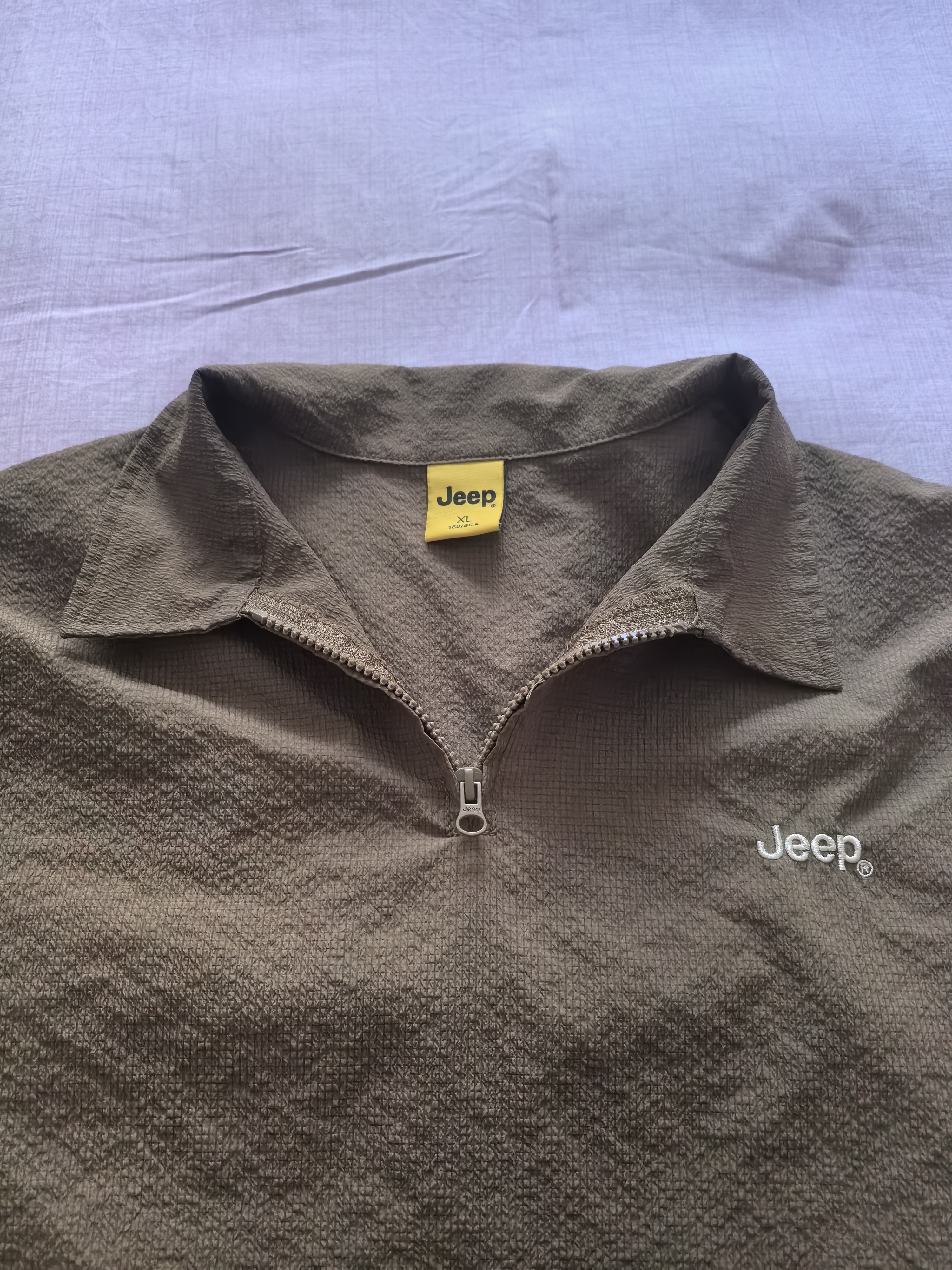 JEEP吉普短袖T恤男士凉感polo衫男潮牌宽松半拉链速干衣服男装咖啡2XL 实拍图