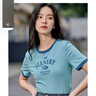 茵曼（INMAN）潮趣印花女装圆领短袖T恤修身显瘦套头短款2025夏季新款上衣 天蓝色 -18525987 L 实拍图