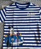 巴布豆儿童t恤夏季新款男童短袖舒适条纹半袖薄款吸汗上衣高级感童装 蓝 敞篷巴布组合 110 实拍图