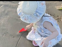 La Chapelle拉夏贝尔女童连衣裙2025新品洋气儿童夏装公主裙宝宝碎花背心裙子 米色 送帽子 150 建议身高141-150cm 实拍图