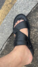 老人头男鞋夏季新品凉鞋真皮柔软休闲沙滩鞋男厚底防滑中年凉拖鞋特大码 黑色 46 实拍图