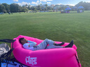 原始人芭比充气沙发户外露营懒人空气单人便携式野营音乐节气垫床 亮粉 实拍图