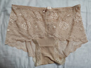 金三塔商场同款金三塔桑蚕丝真丝内裤女士中腰透气蕾丝花边平角内裤 肤色 1条 XL 实拍图