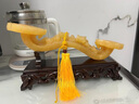 菲斯铂亚天然玉石如意摆件客厅玄关电视柜酒柜装饰品摆件高档乔迁新居礼品 双龙戏珠如意黄玉80cm配玉扣吊坠 实拍图