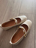 百丽（Belle）小金豆玛丽珍鞋女商场款羊皮双条带薄底单鞋E1V1DAQ6预售 米白色 37 (235mm) 实拍图
