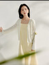 茵曼（INMAN）章若楠同款欧若风法式吊带连衣裙2025夏季新品女装淡鹅黄色裙子 浅黄色 (方领) S 实拍图