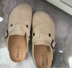 百丽休闲厚底增高勃肯鞋男包头外穿半拖鞋B3731BH5 杏色 40 实拍图