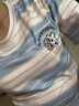 笙冉（SHENGRAN）ins超火条纹短袖t恤女夏装洋气新款宽松百搭半袖上衣打底小衫 蓝色  S 80-95斤 实拍图