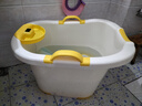 儿童泡澡桶宝宝婴幼儿洗澡桶沐浴桶小孩子可坐家用加厚大号浴盆 大号加厚黄色+礼包【数显感温】 实拍图