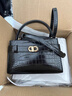 CHARLES&KEITH鳄鱼纹凯莉包手提斜挎婚包包女包生日礼物CK2-50270880-1 Black黑色 S 实拍图