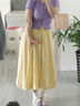灿图 花苞半身裙女夏季薄款温柔风冰丝灯笼裙高腰a字防晒云朵蓬蓬裙子 黄色 M 实拍图