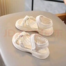 女童凉鞋公主鞋软底包头2025夏季新款玛丽珍淑女风魔术贴儿童凉鞋 米白色 32 码内长约20cm 实拍图