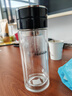 希诺双层玻璃杯男茶水分离杯高档泡茶杯子车载水杯XN-9338黑色 290mL 实拍图