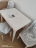 小厅宽居折叠餐桌小户型家用现代简约岩板实木长方形可伸缩多功能4人饭桌 【大款90*65】亮光白【糯白椅】 1桌2椅2凳 实拍图