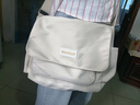 回力新款斜挎包男大容量百搭休闲帆布单肩包潮简约日系旅行学生背包女 米白+白熊猫挂件 实拍图