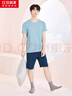 红豆居家睡衣男夏季纯棉纯色休闲短袖短裤男士睡衣可外穿家居服套装 实拍图