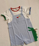 戴维贝拉（DAVE＆BELLA）卡通假两件新生儿连体衣男婴儿衣服0-6个月夏装爬服初生儿服装 蓝白条纹 80cm （建议身高73-80cm） 实拍图