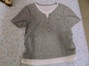 BASIC HOUSE/百家好假两件短袖t恤女2024夏季新款收腰遮肉显瘦减龄高端女上衣 灰色 M 实拍图