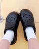 梵昇昱厚底洞洞鞋女款2026新款夏季外穿防滑增高松糕底踩屎感包头凉拖鞋 黑色【40-41】推荐39-40脚穿 实拍图