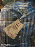 MUJI 男式 马德拉斯格纹 开领短袖衫 男士衬衫衬衣外套 格子 纯棉全棉 蓝色格纹 L(175/100A) 实拍图