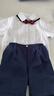 GOKU男童礼服套装幼儿园演出服背带裤夏季小主持人儿童西装毕业服花童 蓝色裤子+衬衫+背带+领结 140 建议体重47-55斤 实拍图