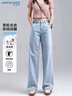 真维斯（JEANSWEST）牛仔裤女2025夏季高腰阔腿裤垂感时尚宽松女士长裤子女浅蓝色XL 实拍图
