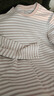 无印良品（MUJI）女式 双罗纹编织 圆领长袖T恤 上衣打底衫女装25年秋季 米白色条纹 M (160/84A) 实拍图