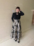 啄木鸟夏季新款冰丝麻垂感有口袋薄款半身裙民族高腰a字长裙复古大摆裙 夏季黑白轻奢大花-有口袋【裙长9 L 建议110-125斤【裙长90厘米】 实拍图