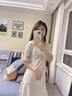 依曼安睡衣女夏季冰丝性感薄款短袖睡裙带胸垫V领气质蕾丝女士家居服 351 粉色（无胸垫） L 【95-110斤】 实拍图