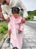 牧萌儿童雨衣带书包位男童女童女孩加长全身学生雨披学生上学专用雨具 粉色独角兽【按扣+开放式书包位】 XL（建议身高110-120cm） 实拍图