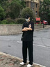 港蒂湾夏季冰丝裤子男休闲裤男裤速干裤宽松直筒裤经典百搭时尚阔腿裤 (夏季）黑色 2XL -140-155斤 实拍图