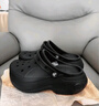 卡骆驰crocs贝拉洞洞鞋沙滩鞋包头女鞋厚底拖鞋|210062 黑色-001(含智必星） 36 (220mm) 37 实拍图