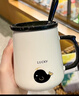木丁丁海豚陶瓷马克杯带盖带勺子喝水杯办公室咖啡牛奶泡茶杯生日礼物 乖巧海豚【杯盖+杯勺】 实拍图
