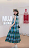 无印良品（MUJI）女式 马德拉斯格纹 无袖连衣裙 女装裙子连身裙25年夏季格子裙 绿色格纹 S (155/80A) 实拍图